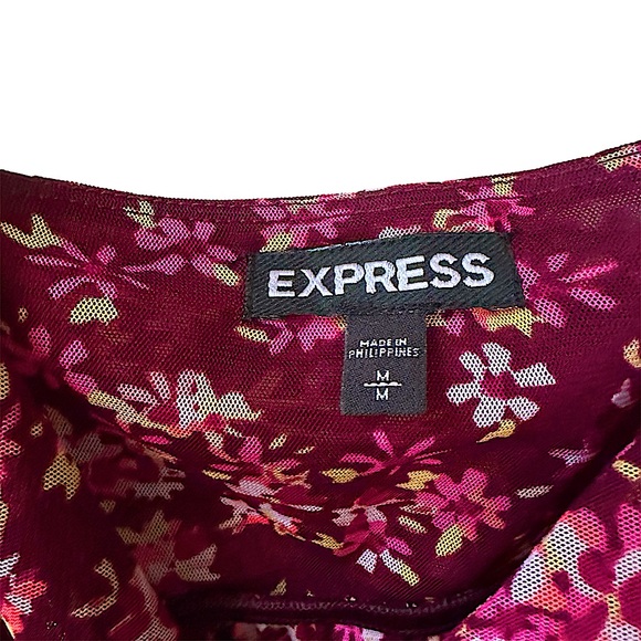 Express burgundy floral tank top in women’s size medium - Picture 6 of 6